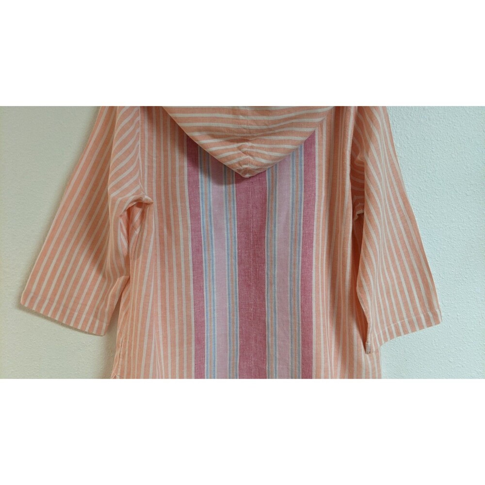Women's TOMMY BAHAMA Striped Hooded "Lovely Lanes" Linen Blend Baja Top M - Picture 12 of 16